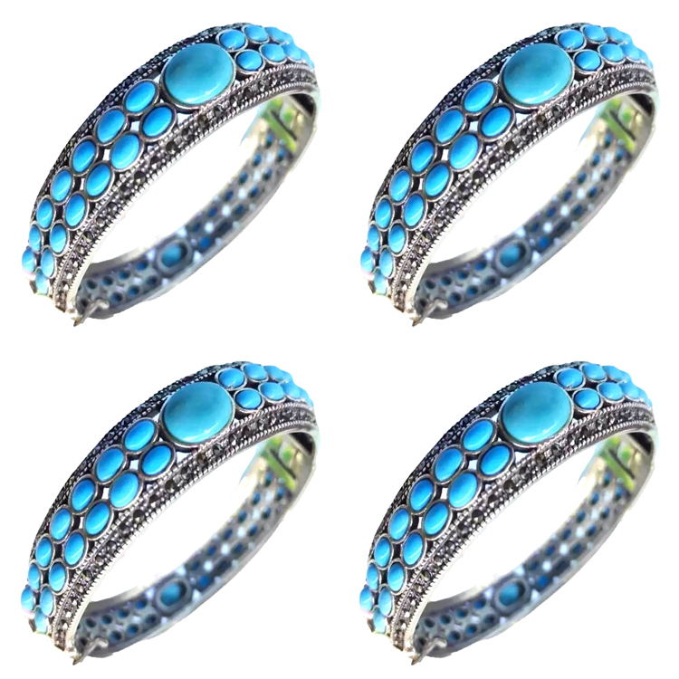 Prirodno tirkizna mozaična manžetna šljokica tirkiznih šljokica srebrnog pozlaćenog dragulja 15