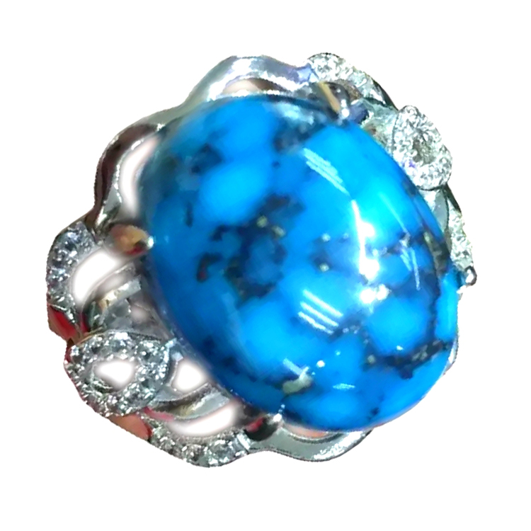 Ак бирюза шакекчелери Mojave Turquoise Silver Ring 925 Sterling Silver Gemsstone шакектер 15