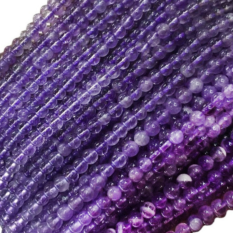 Púrpura natural Púrpura Amatista Cuentas redondas suaves 14