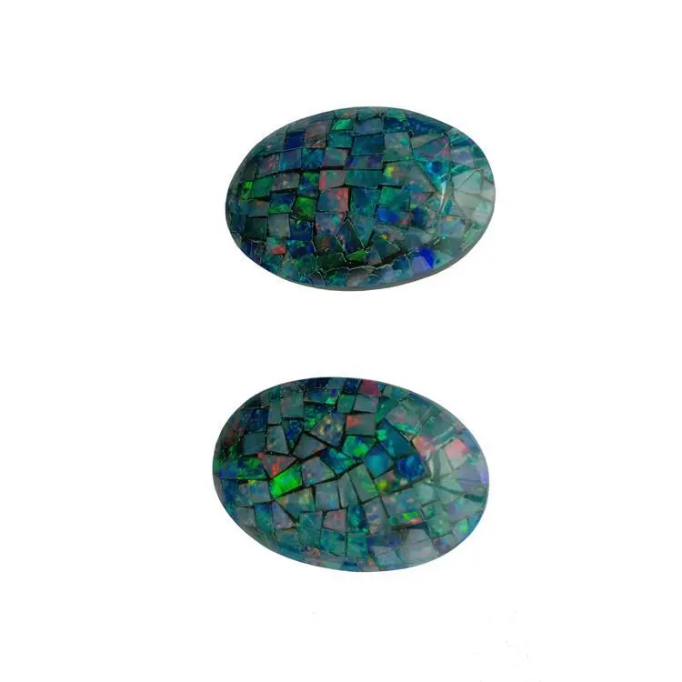 100% Natural Ethiopian Opal Cabochon double-deck Gemstone Size 20X30X7.5mm Oval Shape 1