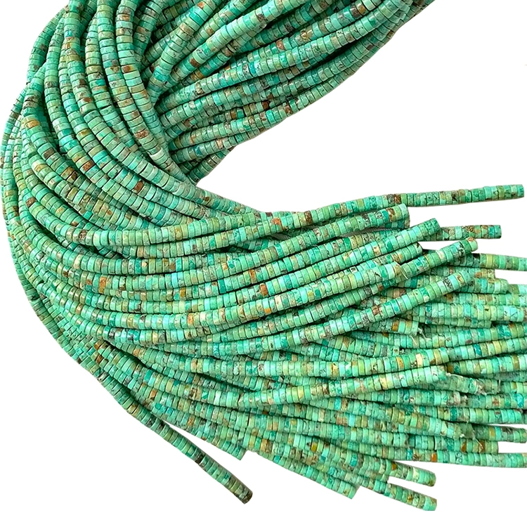 Mavi firuzəyi Heishi muncuqları Orijinal firuzəyi Gemstone mavi dəyirmi boru Heishi boş muncuqları 1