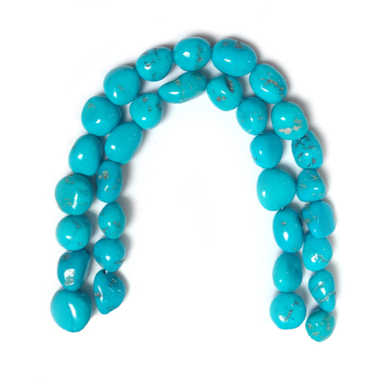 Turkio suslėgto karoliukai Natural Turquoise Blue Chip karoliukai 18