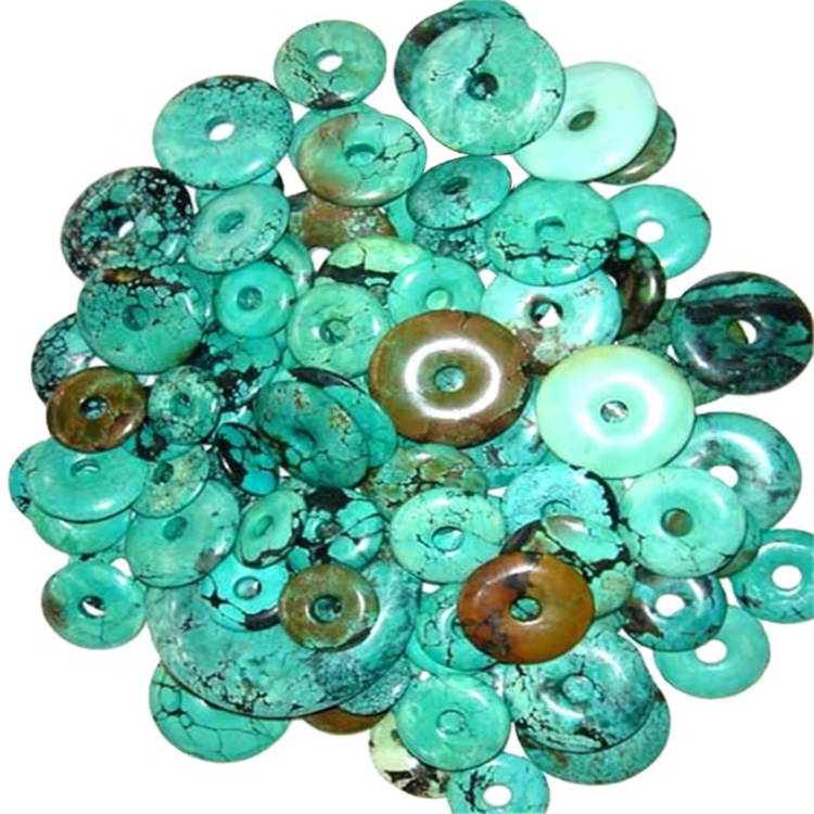 இயற்கை சுருக்கப்பட்ட டர்க்கைஸ் டோனட் மணிகள் 42