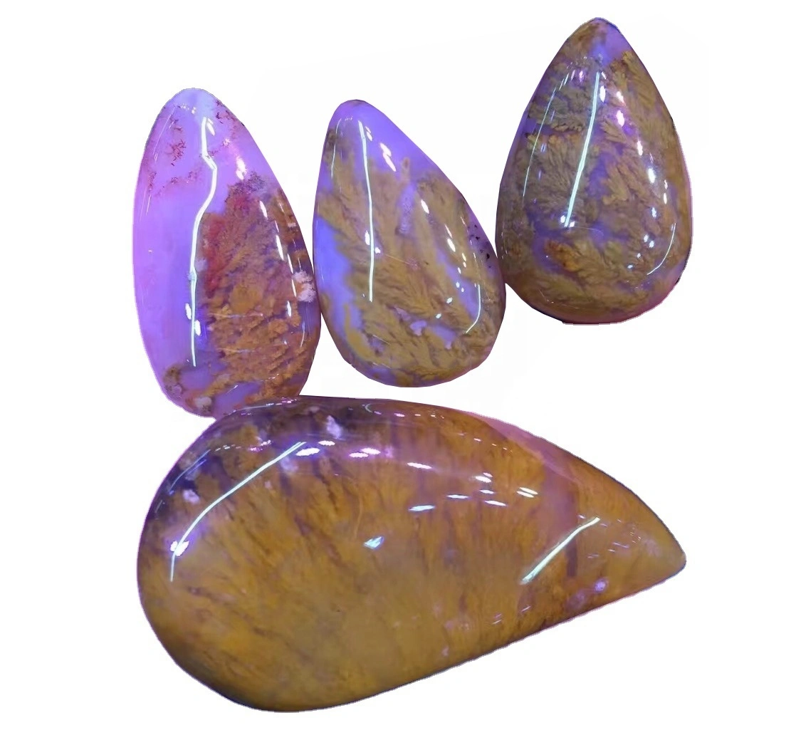 Moss kuning kuning agate agate Fancy Bentuk Cabochon Gemststone April Birthstone 1