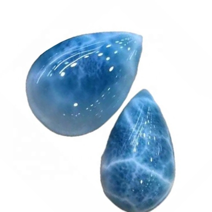លក់ដុំ Larimar រអិលធម្មជាតិរអាក់រអួល Cabochar Cabogar Cormochons ថ្នាក់ថ្មរបស់ Pear Playant 1