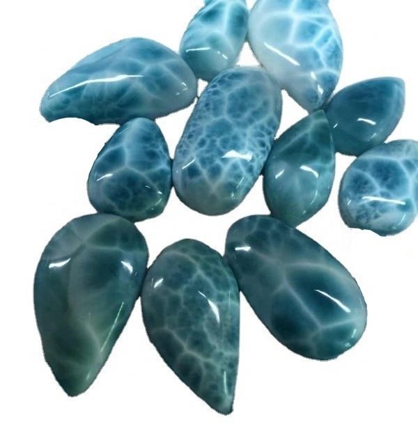 LariMar CabogoChon សម្រាប់គ្រឿងអលង្ការធ្វើឱ្យខៀវឡាទីរ៉ាត់កាកាបស្ពៃខ្មៅ Cabochon Larimar លក់ដុំ Larimar 1