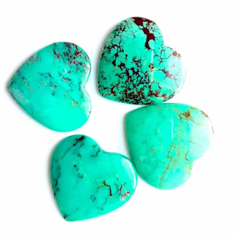 Natuurlike Turquoise Heart Beads Jewelry 100% Natuurlike Web Maan Myn (Hubei) Turquoise Heart Cabochon Edelsteen 1