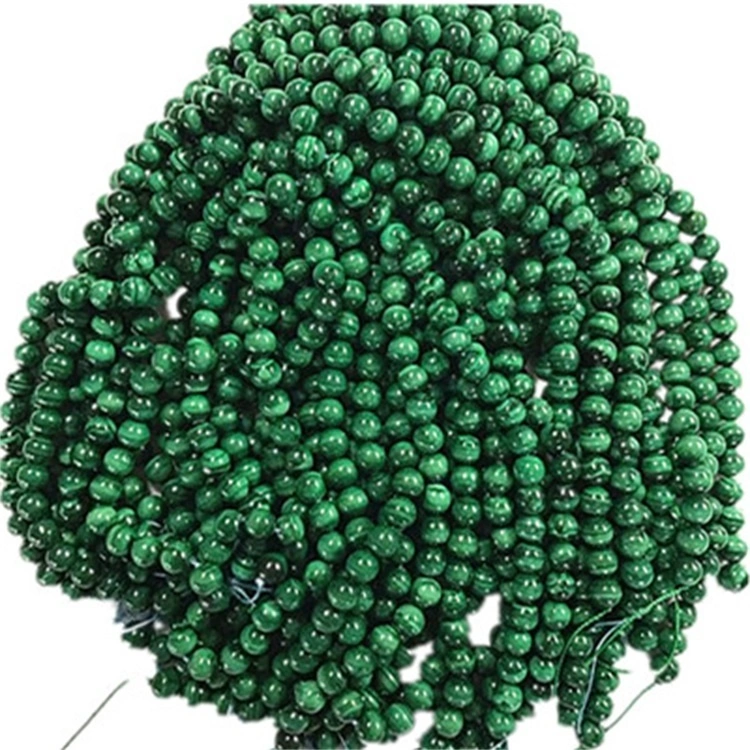 Natural Malachite Round  shape beads  Green  and smooth gemstone strings 1