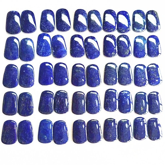 Pair Lapis Lazuli Gemstone Cabochon Natural Stone Loose Gems Cab Matched Earring Pair Amazing1 1