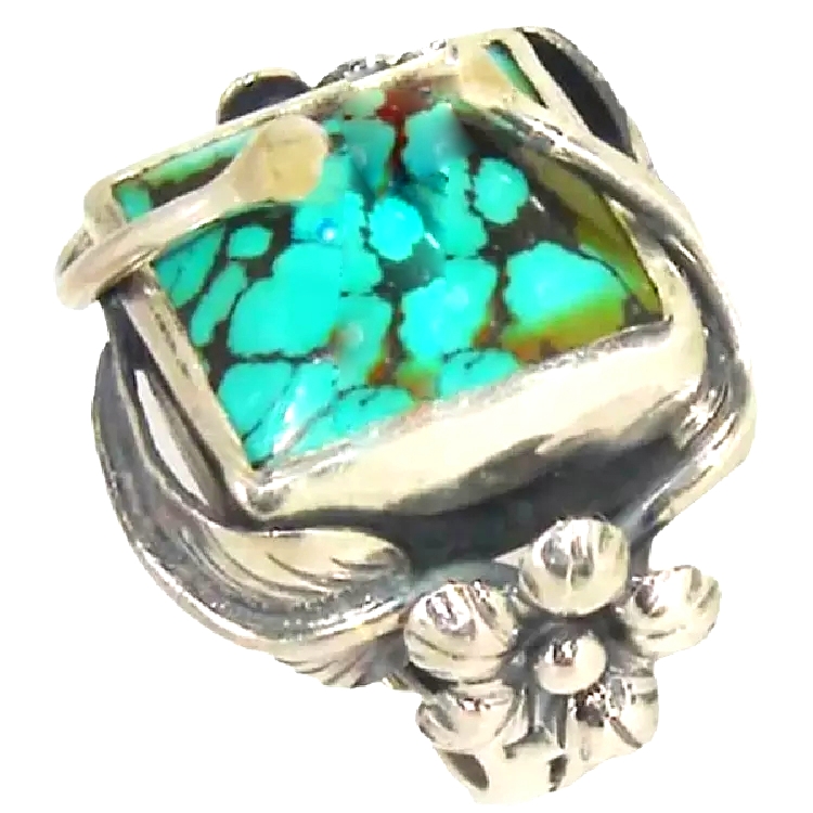 Barci mai kyau turquoiso ringing 925 string azurfa turquoise 38