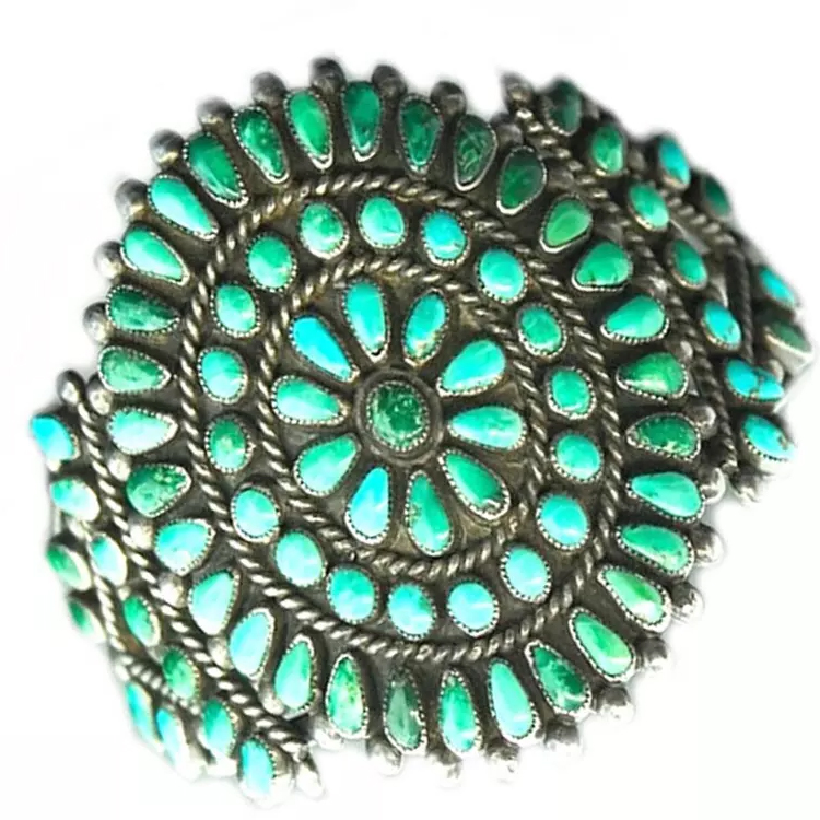 Винтаге Огромни Стерлинг Силвер Навајо тиркизни прекривач макице бангле 15