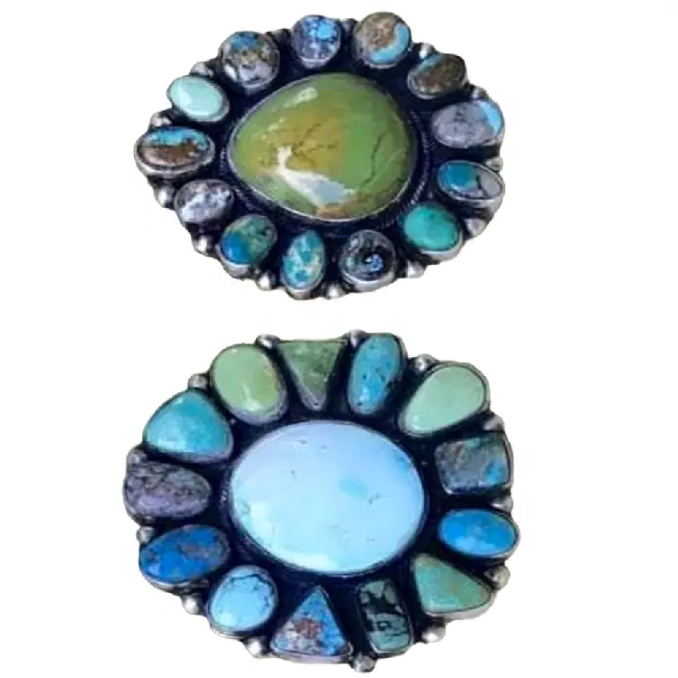 Ayatẹlẹ turquoise okuta Iru Afihrin Pipin Arinrin Pipin Sowun 925 Sterlowod turquose awọn afikọti 15