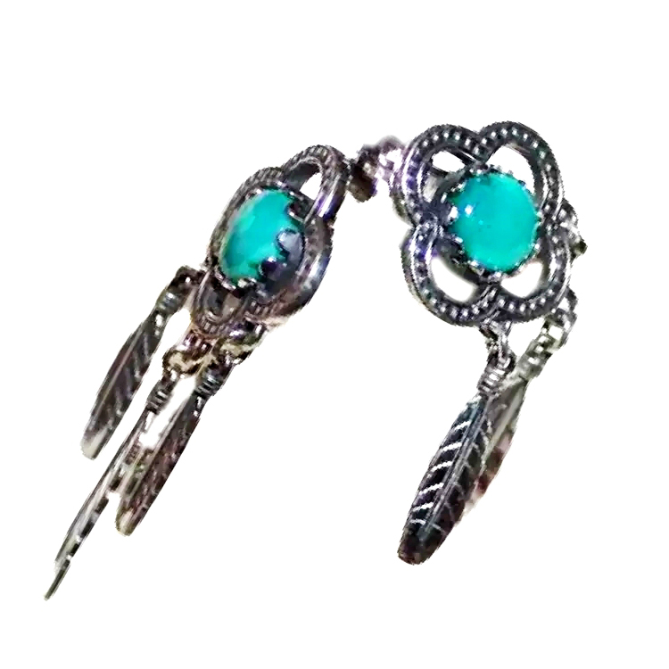 Áilleacht iontach codlata turquoise Gemstone Earring 925 Steirling Silver Silver Earring 15