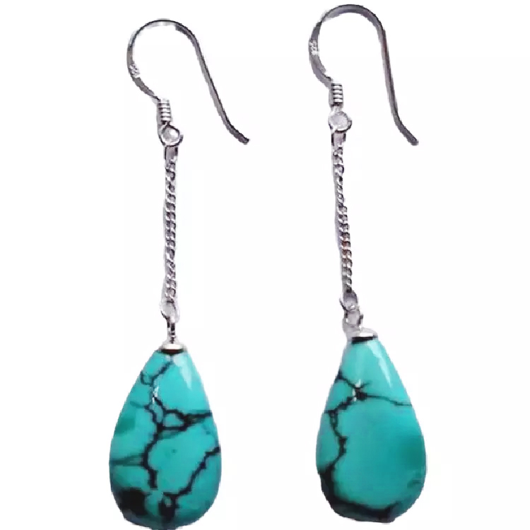 L-ogħla kwalità ta 'l-irqad tas-sbuħija tal-widnejn tal-fidda tat-turquoise Boho 925 tal-widnejn tal-fidda Sterling 38