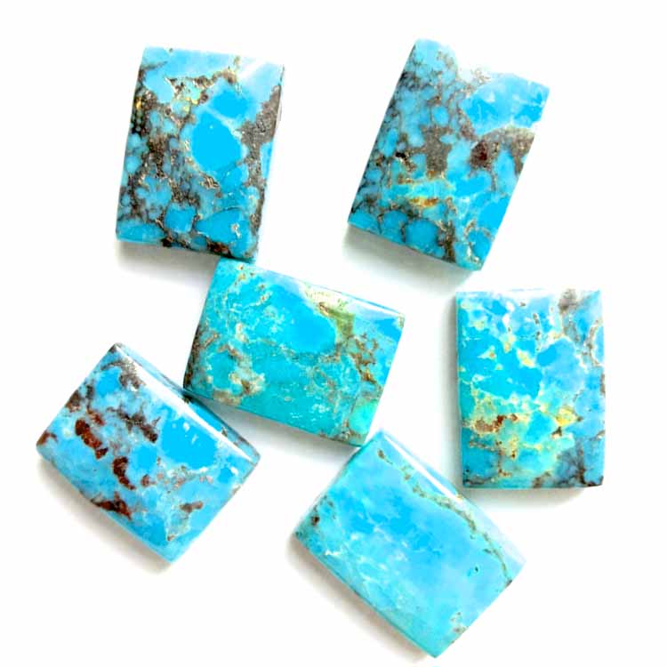 സ്വാഭാവിക രത്നങ്ങളുടെ റോസ്കട്ട് കഷ്ണം അമേരിക്കൻ ടർക്കോയ്സ് മൊത്തവ്യാപാരം ക്രാഫ്റ്റ് ഫെംസ്റ്റോൺ ടർക്കോയ്സ് കാബോചോൺ സ്ലൈസ് 15