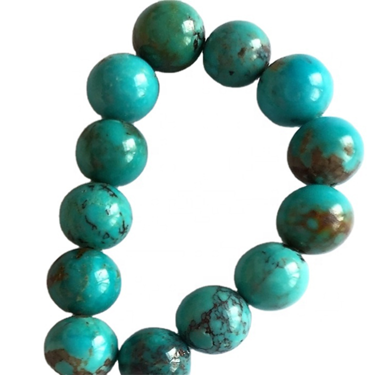 ຫີນ Turquoise ທີ່ແທ້ຈິງ Turquoise Beads ຕະຫຼອດລູກປັດຕະຫລົກສີຟ້າມົນ 19