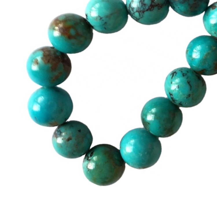 ຫີນ Turquoise ທີ່ແທ້ຈິງ Turquoise Beads ຕະຫຼອດລູກປັດຕະຫລົກສີຟ້າມົນ 21