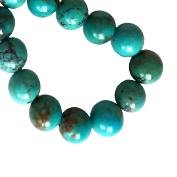 ຫີນ Turquoise ທີ່ແທ້ຈິງ Turquoise Beads ຕະຫຼອດລູກປັດຕະຫລົກສີຟ້າມົນ 22