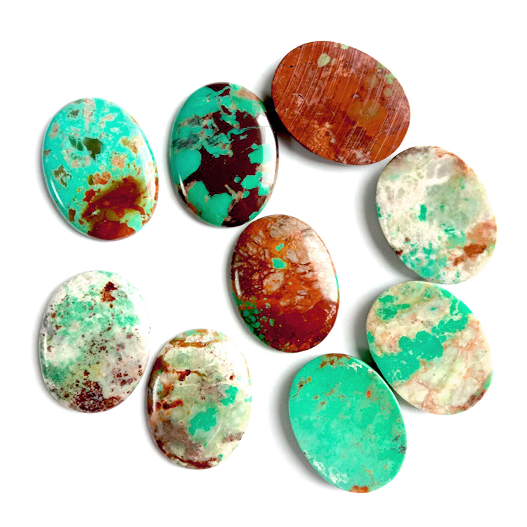 15.6x20.8x3.8mm New Turquoise Left And Right Match Pairs Smooth Oval Cabochon 15