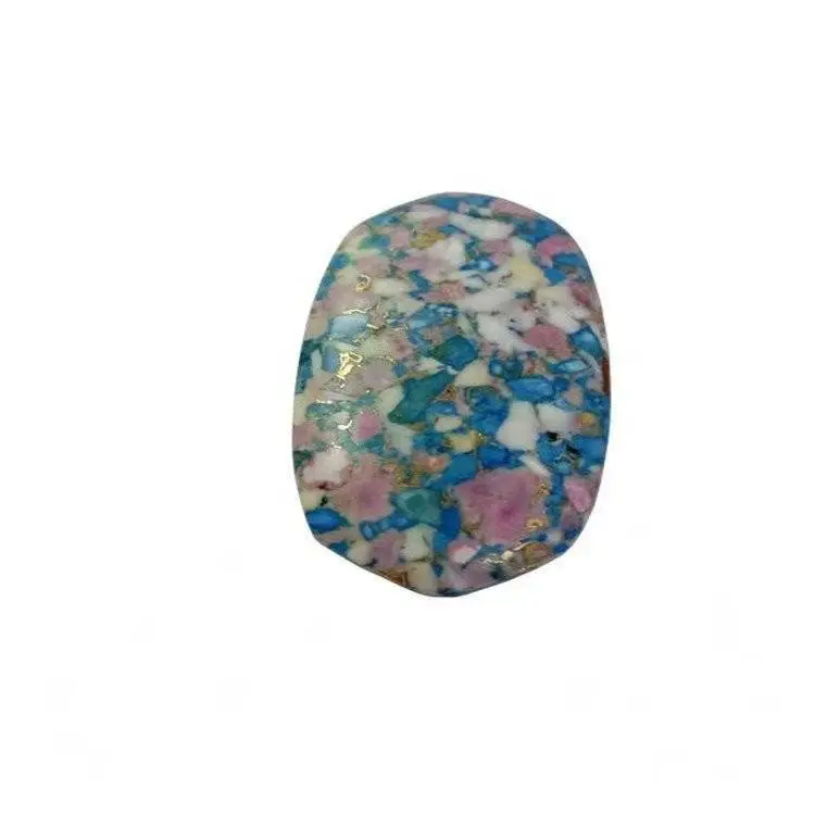 Turquoise And Pink Opal And Shell Compressed Cabochon For Making Pendant Dangler Jewelry 1