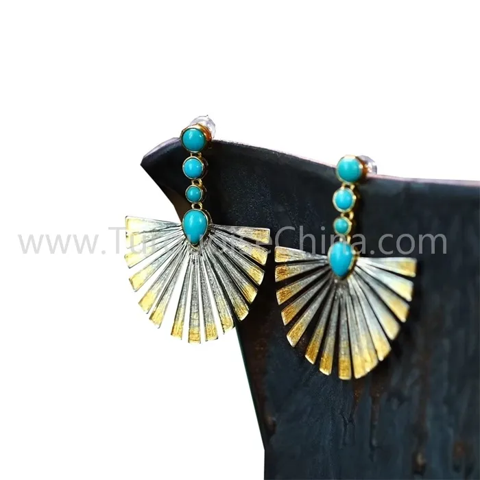 ຕຸ້ມຫູສີຟ້າ turquoise ທີ່ດີທີ່ສຸດຜູ້ສະຫນອງມືອາຊີບ | ZH Gems 4