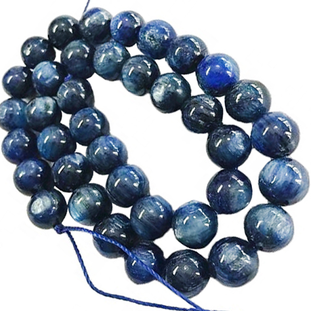 Manik-manik Bentuk Putaran Kyanite Alami Smooth Gemstone Strings 14
