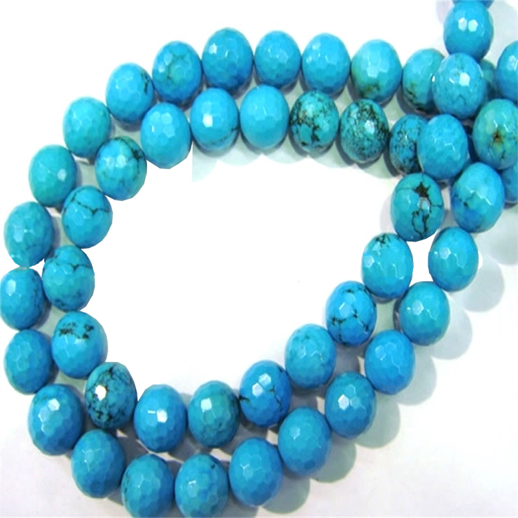 Perles de rodona facetada turquesa Perles de pedres precioses semiprecioses naturals 17