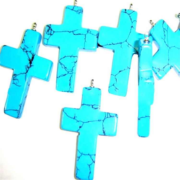 Manik-manik Cross Turquoise Asli, Grosir Cross Beads 18