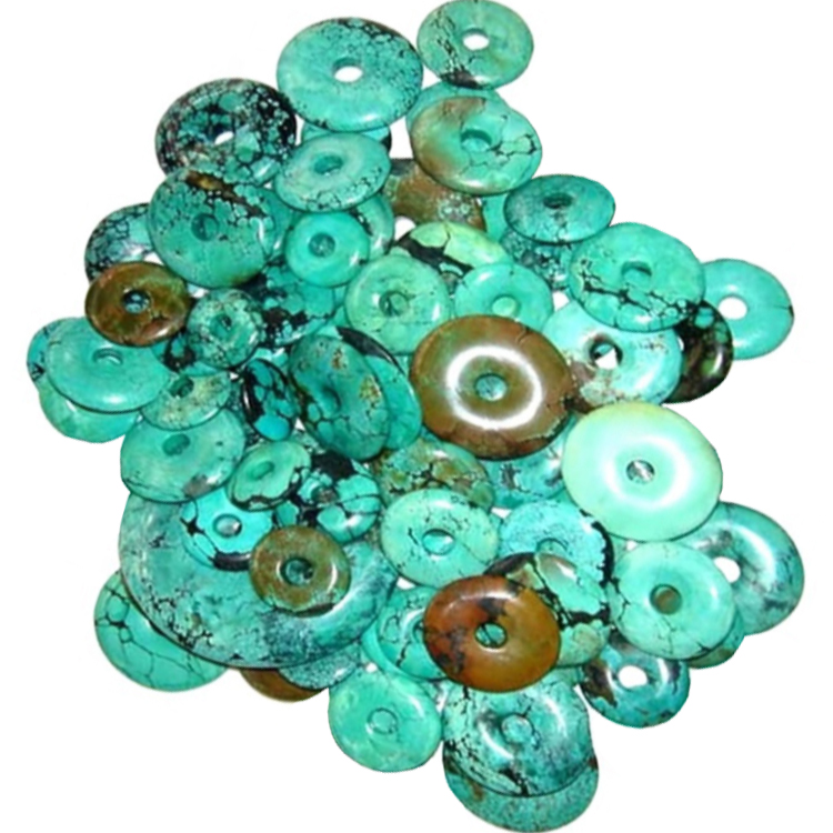 ბუნებრივი Arizona ფირუზი გლუვი ფირუზი წრე მძივები, ფირუზი Donut მძივები 18