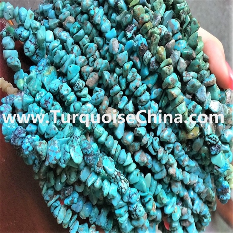 Natural small turquoise chips natural turquoise, full strand 8