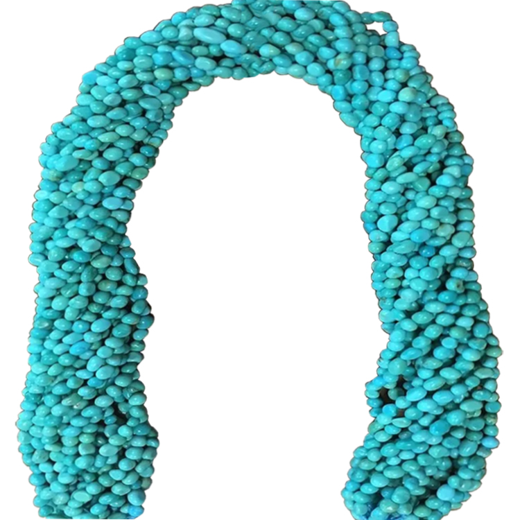 Turquoise naturali gemstone żibeġ tondi, żibeġ ċipep turkważ, 15 pulzier linja sħiħa 18