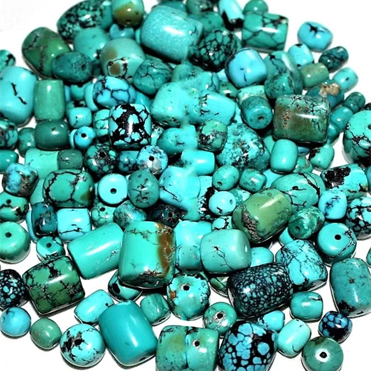 Natural Kingman Turquoise Drum Hạt Kích thước hỗn hợp / Hạt đá quý màu ngọc lam mộc mạc / Màu xanh ngọc lam thô thô hạt ngọc lam 18