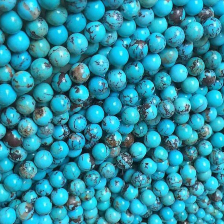 ამერიკული და ევროპული სტილის ბუნებრივი ფირუზი მრგვალი მძივები 18