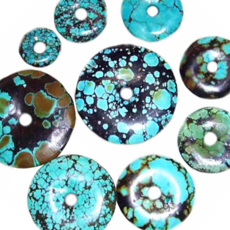 ფირუზისფერი რონდელის მძივები& ფირუზისფერი დონატის მძივები 18