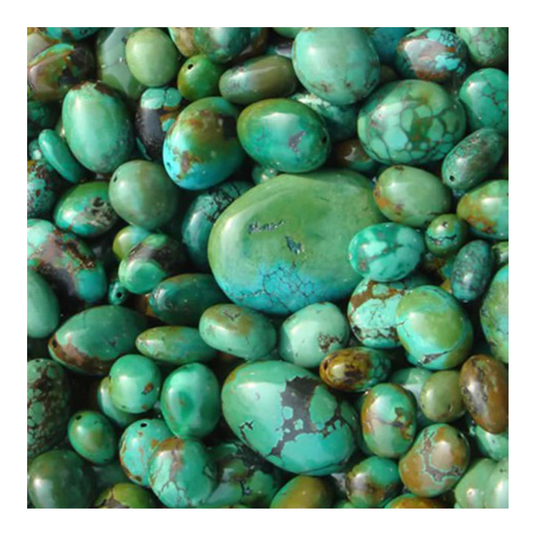 Manik-manik Turquoise hijau Bulat Manik-manik Batu Alam Longgar untuk Kalung Gelang 18