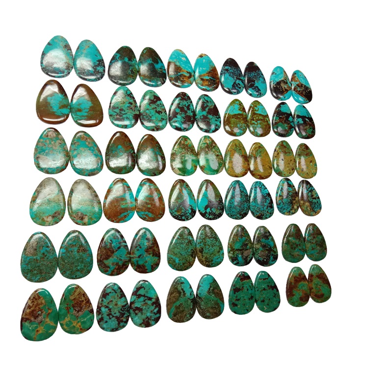 Természetes türkizkék Cabochon Körte alakja Valódi természetesen laza ékszerköves kő laza drágakő 9