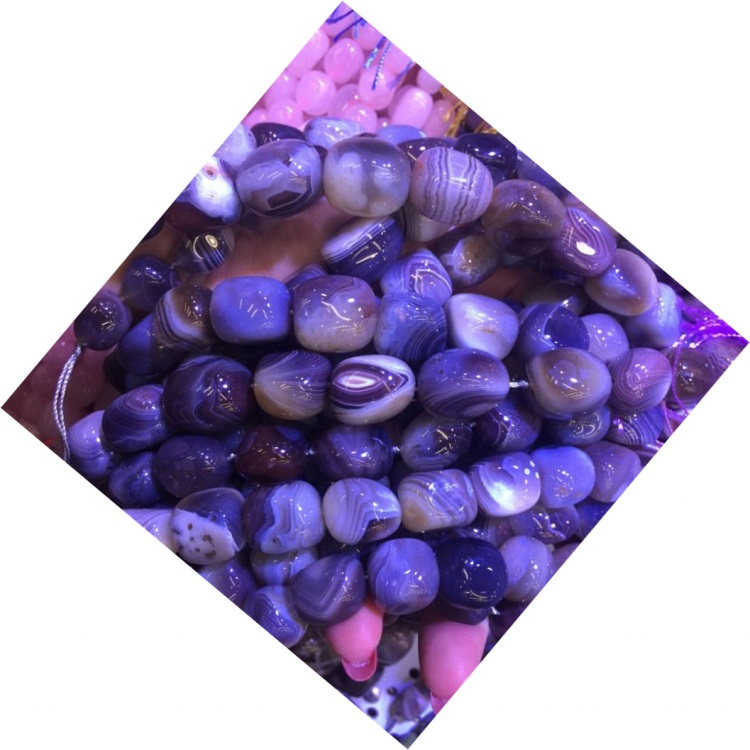 Warm verkoop Natuurlike Purple Zebra Streep Agate Beads Gemstone Strings 34