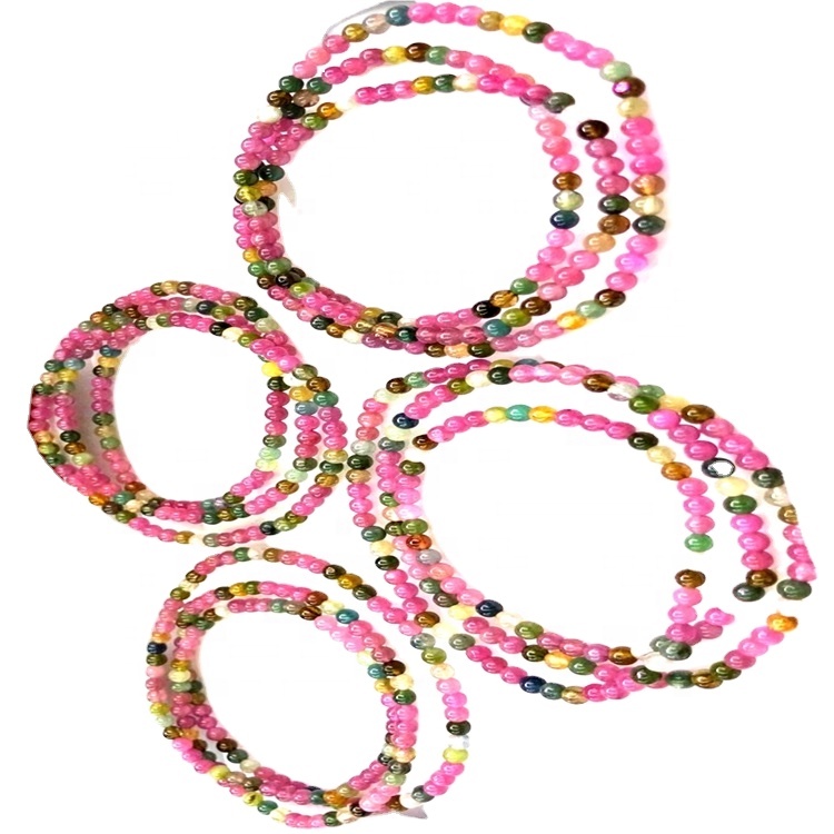 18inch Chất lượng hàng đầu Tourmaline Rubellite Apyrite Vòng hạt vòng tay Trang sức 21