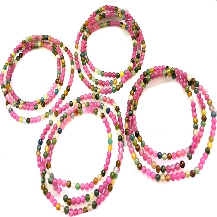 18inch Chất lượng hàng đầu Tourmaline Rubellite Apyrite Vòng hạt vòng tay Trang sức 23