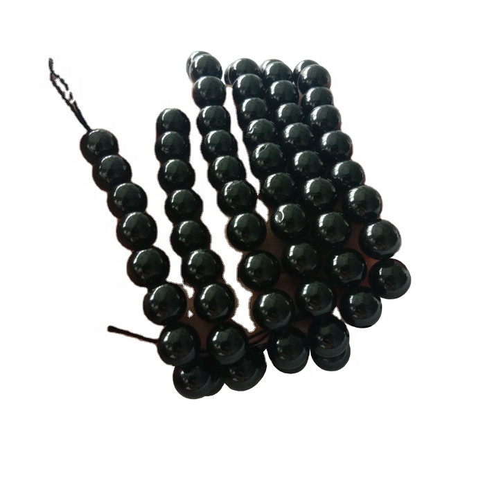 Natural Black Spinel Gemstone Round Perlur 8mm Black Spinel Perlur Strings Skartgripir 7