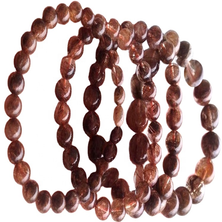 Gopper rutilated kvarts gemstone runde perle tråde gør engros 28