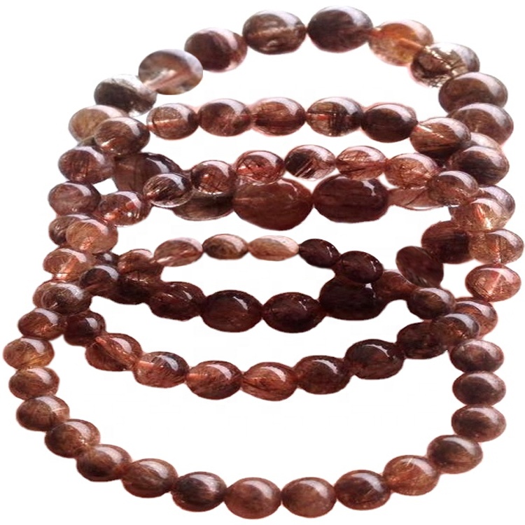 Gopper rutilated kvarts gemstone runde perle tråde gør engros 26