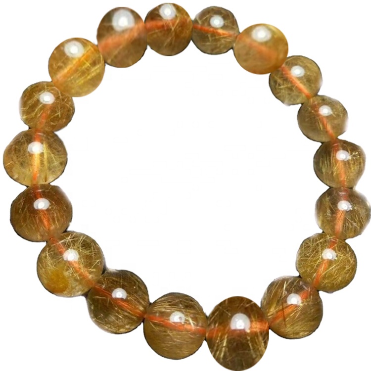 100% naturale Brasile Rame Rutilato Quartzo rotondo perline rotondo Bracciale come regalo 23