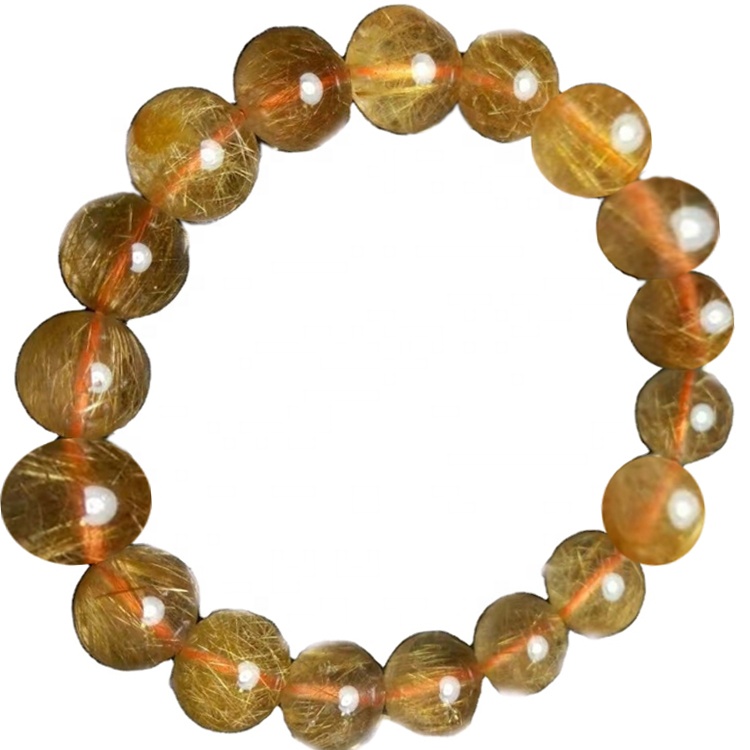 100% naturale Brasile Rame Rutilato Quartzo rotondo perline rotondo Bracciale come regalo 25