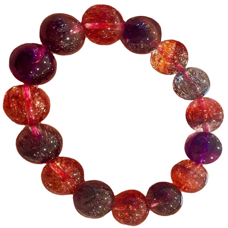 miscela colorata di quarzo rutilato perline rotonde cena sette gioielli con bracciale 25