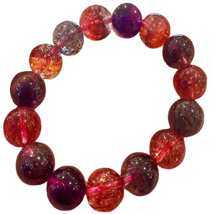 miscela colorata di quarzo rutilato perline rotonde cena sette gioielli con bracciale 23