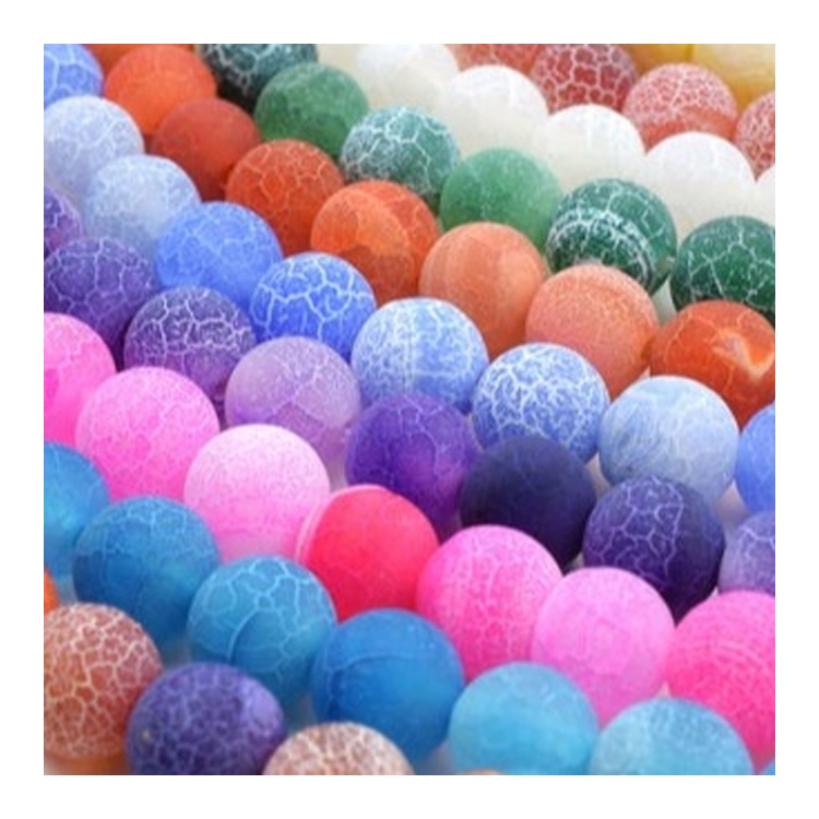 Crackle Agate Perlur Agate Round Perlur Full Strand Heildverslun Gemstones 7