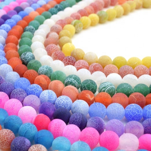 Crackle Agate Perlur Agate Round Perlur Full Strand Heildverslun Gemstones 9