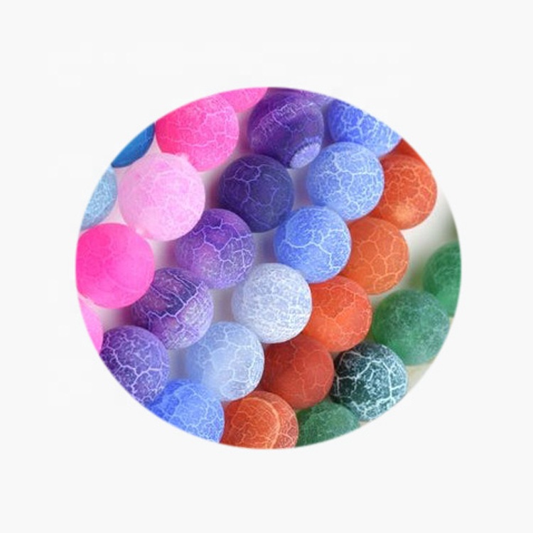 Crackle Agate Perlur Agate Round Perlur Full Strand Heildverslun Gemstones 8