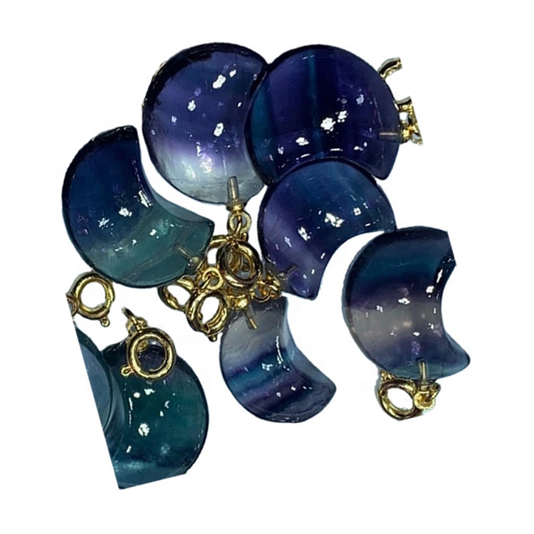 蛍石彫刻ムーンカボションストーンクラフトムーン宝石石の石灰岩月パーソナライズされた 35